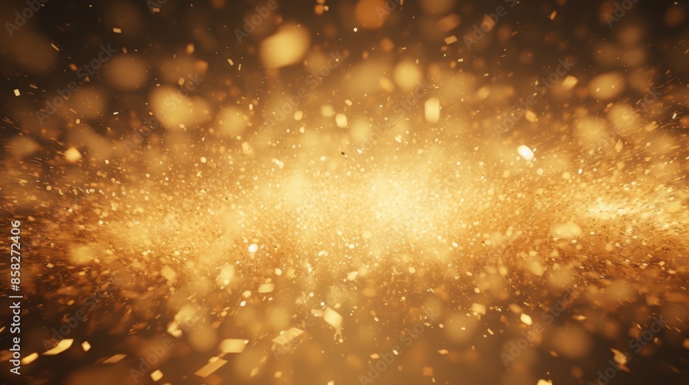 Poster An otherworldly abstract background of shimmering gold particles pulsating with an ethereal glow.