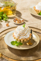 shortbread pastry tartlet with protein cream