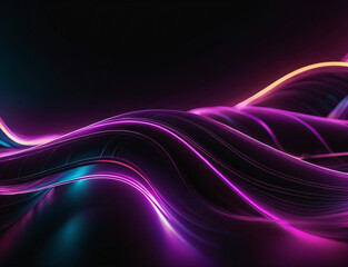 Colorful abstract light waves on black background. Abstract design or digital artwork of glowing light energy wave with dark background. Digital art and design concept for wallpaper and print.