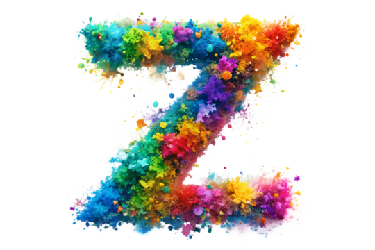 Vibrant colorful vibrant alphabet explosion burst 
with the letter Z from the alphabet