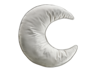 Moon shaped decorative pillow isolated on transparent background or white background, png