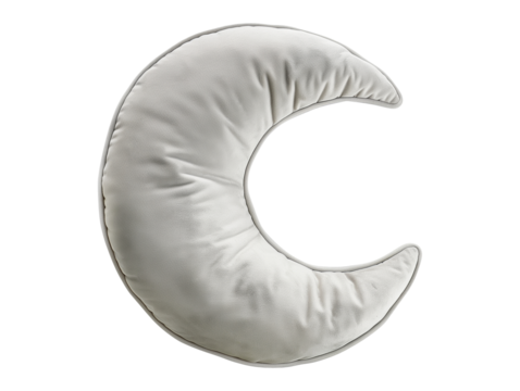 Moon shaped decorative pillow isolated on transparent background or white background, png