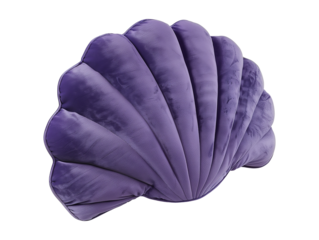 Seashell shaped decorative pillow isolated on transparent background or white background, png