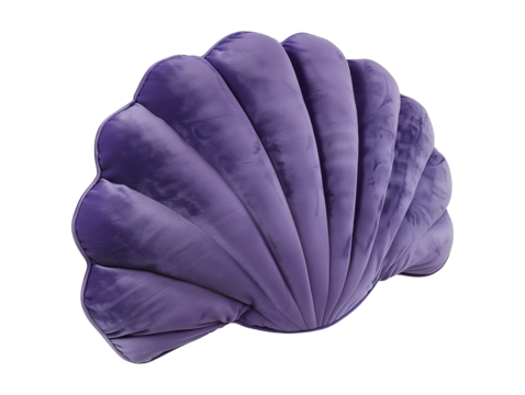 Seashell shaped decorative pillow isolated on transparent background or white background, png
