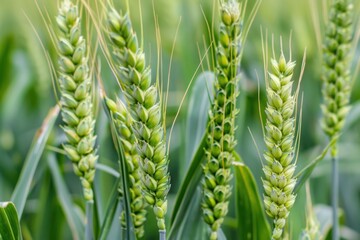 Green Wheat. Beautiful Rural Scenery with Lush Fields of Wheat in Summer