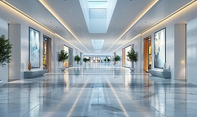 Obraz premium Blank white advertisement board on wall in public mall or business center for sale or offers. illustration images
