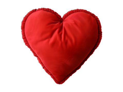 Heart shaped decorative pillow isolated on transparent or white background, png