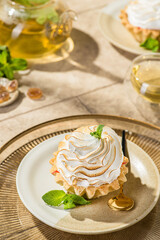 shortbread pastry tartlet with protein cream