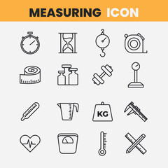 measure outline icons.  stroke object. Perfect for web apps and mobile.