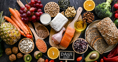 Food products representing the DASH diet