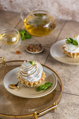 shortbread pastry tartlet with protein cream