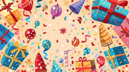 Celebration banner flat design top view festive theme cartoon drawing vivid