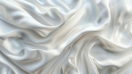 Abstract background of smooth white fabric with elegant drapes.