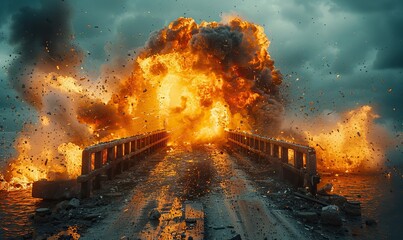 Bridges and architectural works were destroyed by bombs caused by war