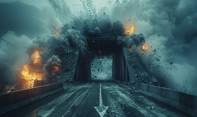 Bridges and architectural works were destroyed by bombs caused by war