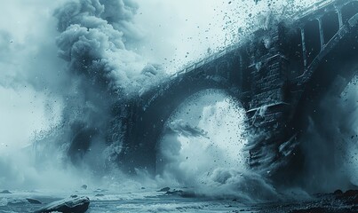 Bridges and architectural works were destroyed by bombs caused by war