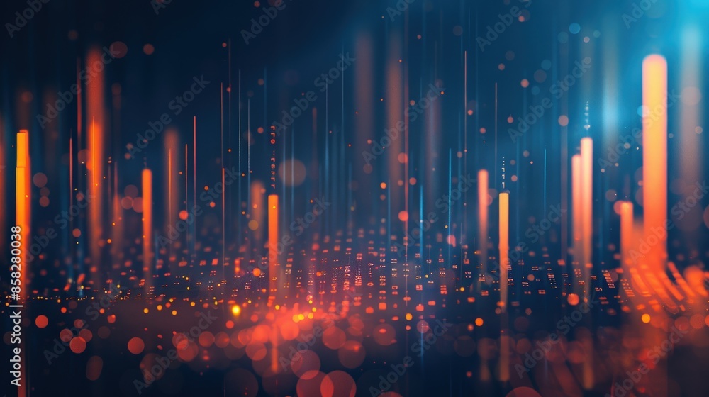 Aufkleber a close up of a graph with orange and blue lines. generate ai image