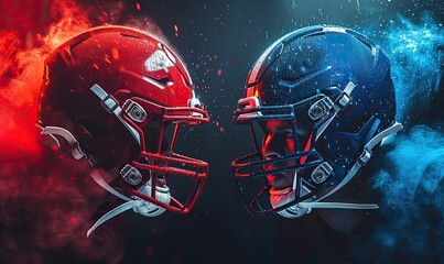 Enthusiastic Head-to-Head Football Challenge Banner Ad with Stats, Details, and Ample Space for Customization illustration images