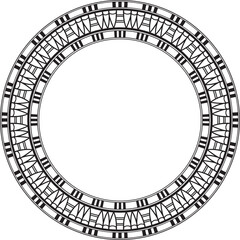 Vector monochrome black round Egyptian ornament. Endless Circle, Ring of Ancient Egypt. Geometric African frame