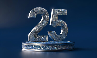 Silver Metal Number 25 on Podium