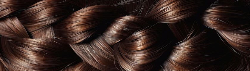Fototapeta premium Braided hair with a glossy finish, highlighting intricate braiding technique, Healthy Hair, Elegant Braids