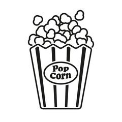 Minimalist popcorn bag illustration. outline vector. cinema popcorn, events, circuses, parties
