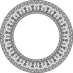 Vector monochrome black round turkish ornament. Endless ottoman national border, frame