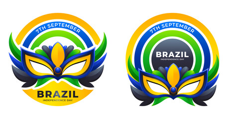 Brazil Independence day sign or logo with stylish carnival mask vector illustration