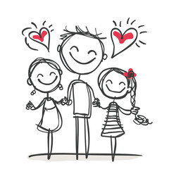 An image of a happy family full of love. There is a heart symbol that represents a loving and caring atmosphere
