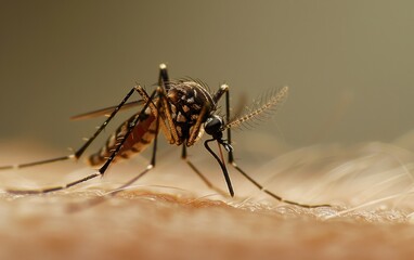Fototapeta premium Macro Aedes aegypti Mosquito. Close up a Mosquito sucking human blood