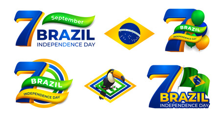 Fototapeta premium 7th september, Brazil Independence day sign or logo collections. Translation: order and progress