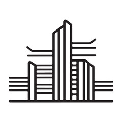 Books building single line Icon vector design outline.