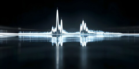 Abstract black background with analog and digital waveforms for signal processing. Concept Signal Processing, Abstract Background, Analog Waveforms, Digital Waveforms, Black Background