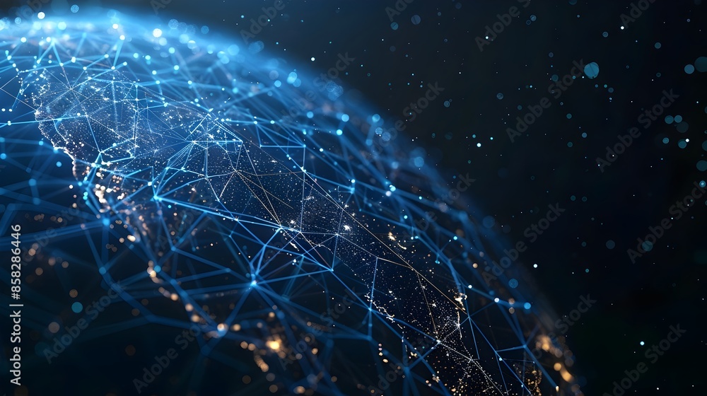 Aufkleber captivating cosmic connectivity:glowing galactic network of data and innovation