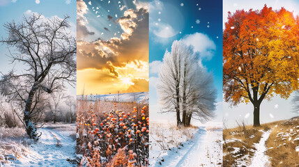 Collage of photos with different seasons