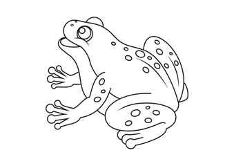 Black and White Cartoon Frog Vector Flat Designs, Ideal for Coloring Pages, Isolated on White Background