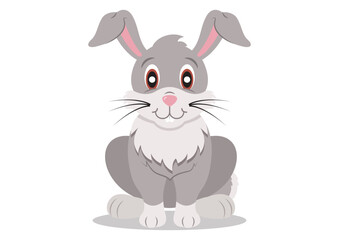 Cartoon Rabbit Vector Flat Designs Isolated on White Background
