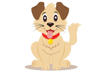 Cute Cartoon Dog Vector Flat Designs Isolated on White Background