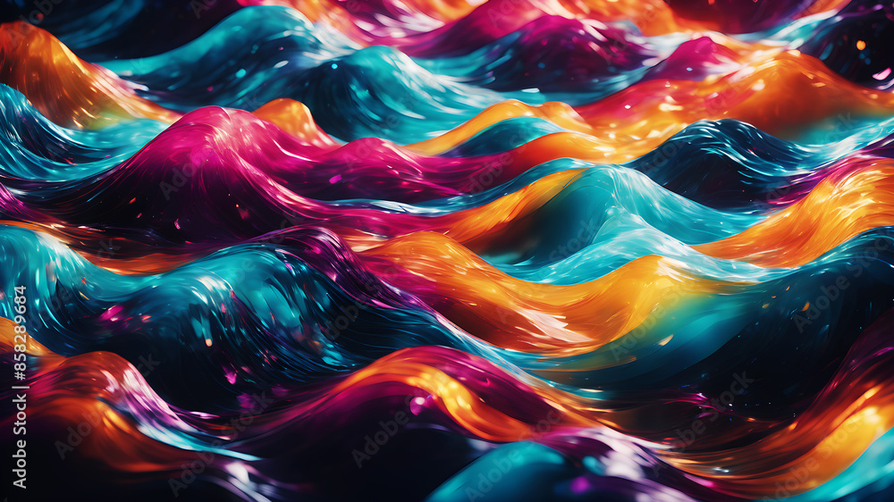 Aufkleber create an abstract background image featuring vibrant, flowing waves of colors. the scene should hav