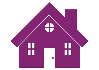 Modern House Icon Flat Design, Ideal for Diverse Applications, Isolated on White Background