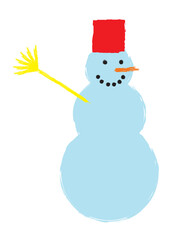 Painted Snowman Vector Flat Design Isolated on White Background