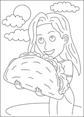 woman taco funny coloring book page