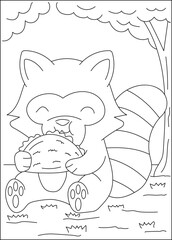 raccoon taco funny coloring book page