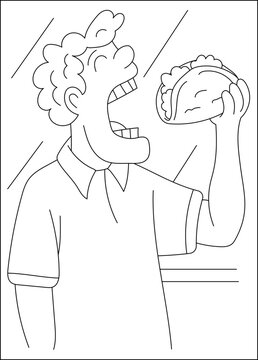 man taco funny coloring book page