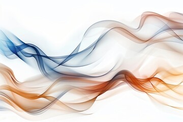 Professionally photographed abstract with brown and blue waves on white, designed to resemble smoke.