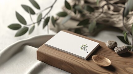 Creative business card design mockup featuring semi-formal work clothes in the background, with subtle hints of green biotechnology elements, perfect for professionals in the tech and eco-friendly