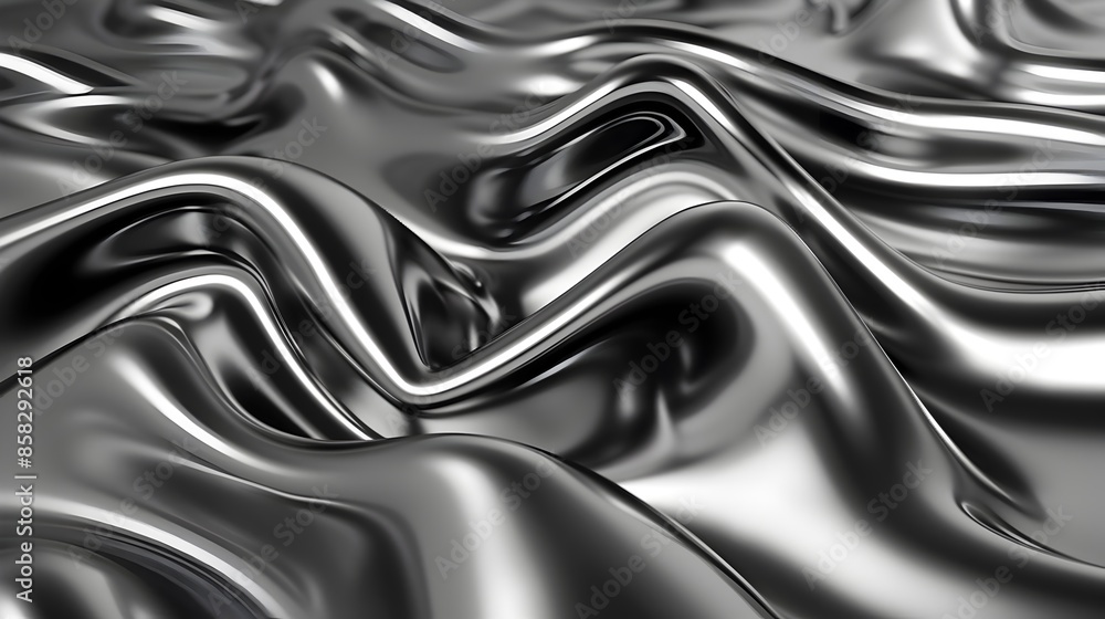 Poster elegant metallic abstract waves and curves - dynamic monochrome textured backdrop