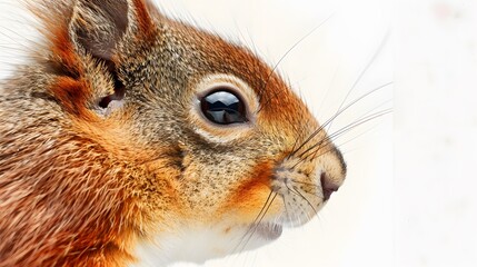 Obraz premium Eurasian red squirrel in front of a white background. 