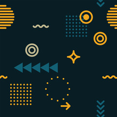 Obraz premium Abstract Seamless Geometric Pattern with Yellow and Blue Elements