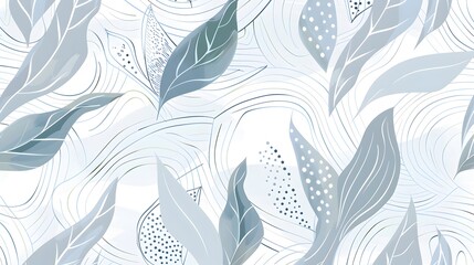 Fototapeta premium Elegant Minimalist Floral Pattern with Stylized Leaves and Organic Textures